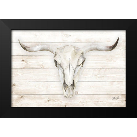 Cow Skull Black Modern Wood Framed Art Print by Rae, Marla