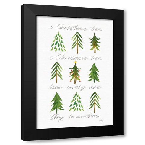 O Christmas Tree Black Modern Wood Framed Art Print by Rae, Marla