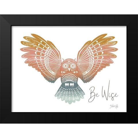 Be Wise Owl Black Modern Wood Framed Art Print by Rae, Marla
