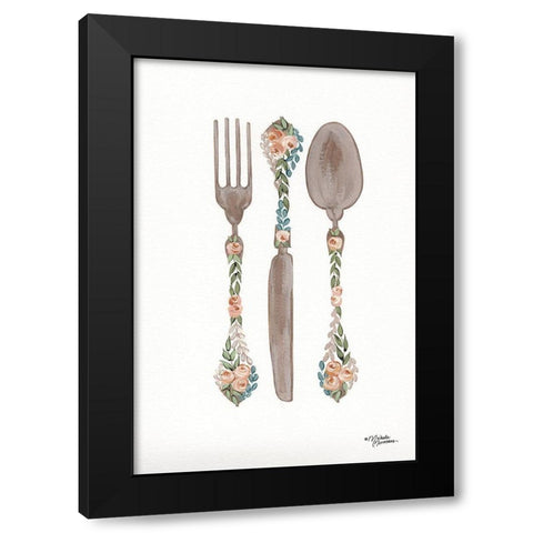 Floral Flatwear Black Modern Wood Framed Art Print with Double Matting by Norman, Michele