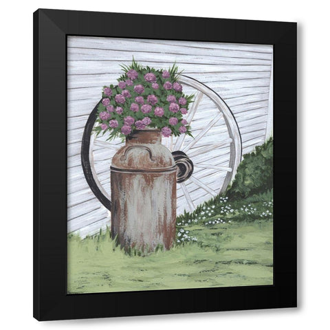 Rusted Milk Can with Wagon Wheel Black Modern Wood Framed Art Print by Norman, Michele