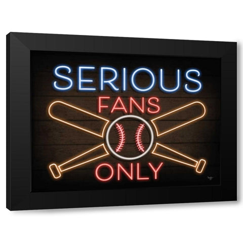Neon Baseball Fans Black Modern Wood Framed Art Print with Double Matting by Mollie B.