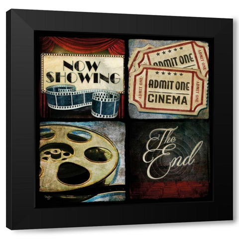 At the Movies I Black Modern Wood Framed Art Print by Mollie B.