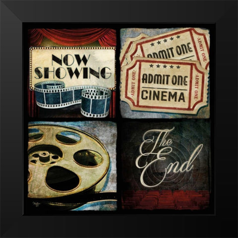At the Movies I Black Modern Wood Framed Art Print by Mollie B.