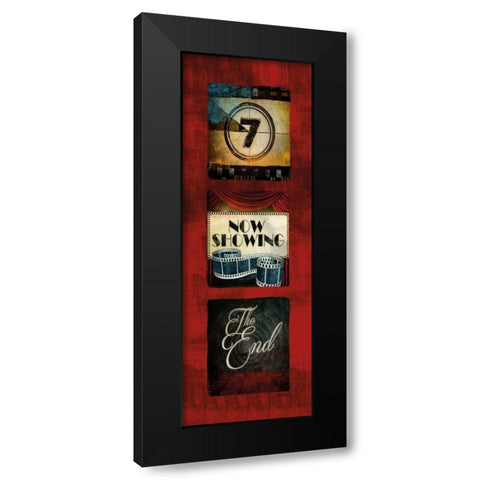 Now Showing Movie Tryptic Black Modern Wood Framed Art Print by Mollie B.