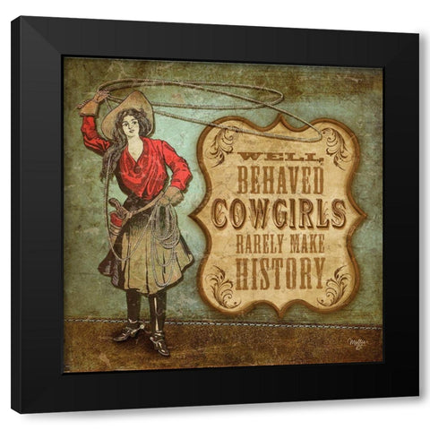 West Cowgirl Black Modern Wood Framed Art Print by Mollie B.