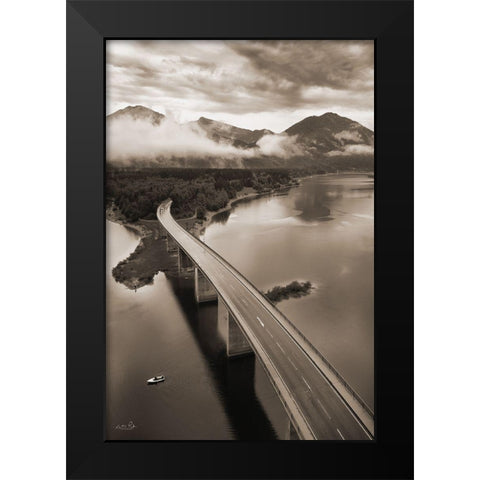 This way to the Mountains Black Modern Wood Framed Art Print by Podt, Martin