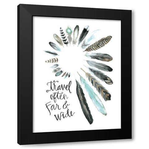 Travel Often Far and Wide Black Modern Wood Framed Art Print by Masey St. Studios
