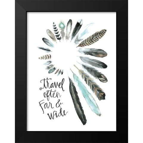 Travel Often Far and Wide Black Modern Wood Framed Art Print by Masey St. Studios