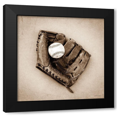 Vintage Baseball Black Modern Wood Framed Art Print by Rigsby, Jennifer