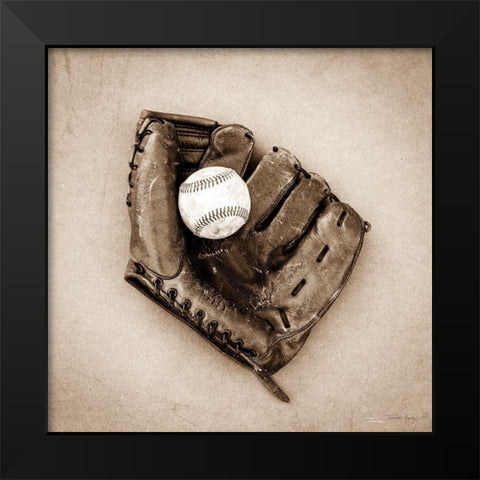 Vintage Baseball Black Modern Wood Framed Art Print by Rigsby, Jennifer