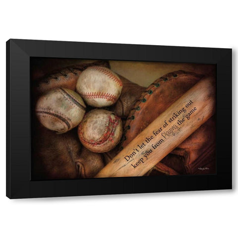 Play Ball Black Modern Wood Framed Art Print by Vieira, Robin-Lee