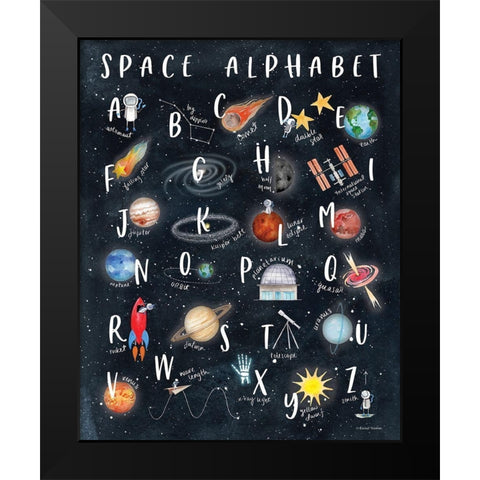 Space Alphabet Black Modern Wood Framed Art Print by Nieman, Rachel