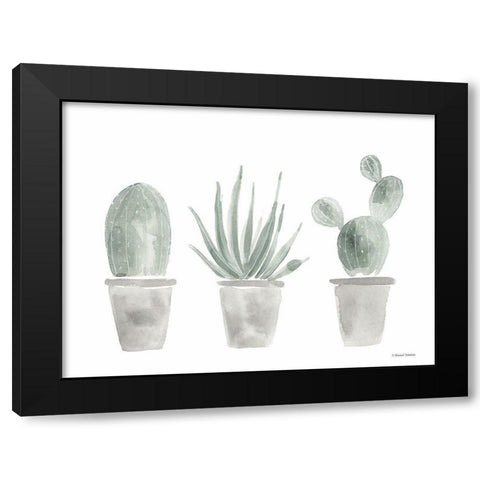 Sage Cactus Trio Black Modern Wood Framed Art Print by Nieman, Rachel