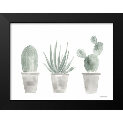Sage Cactus Trio Black Modern Wood Framed Art Print by Nieman, Rachel