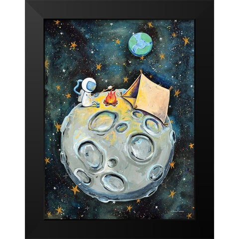 Camping Astronaut Black Modern Wood Framed Art Print by Nieman, Rachel