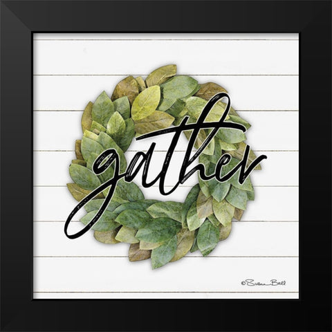 Gather Wreath Black Modern Wood Framed Art Print by Ball, Susan