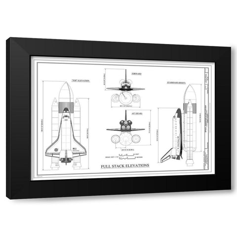 Discovery Full Stack Elevations Black Modern Wood Framed Art Print by Stellar Design Studio