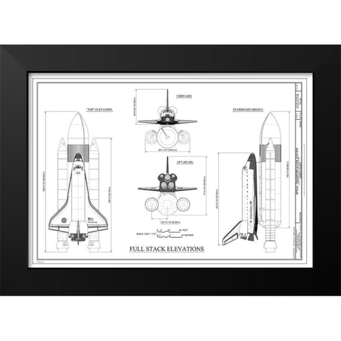 Discovery Full Stack Elevations Black Modern Wood Framed Art Print by Stellar Design Studio