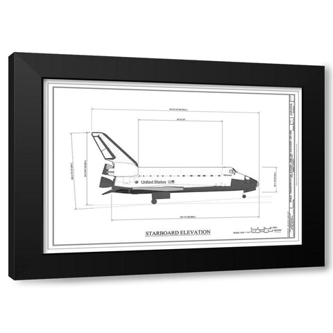 Discovery Starboard Elevation Black Modern Wood Framed Art Print by Stellar Design Studio