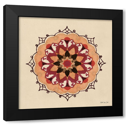 Mandala 1 Black Modern Wood Framed Art Print with Double Matting by Stellar Design Studio
