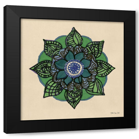 Mandala 2   Black Modern Wood Framed Art Print with Double Matting by Stellar Design Studio