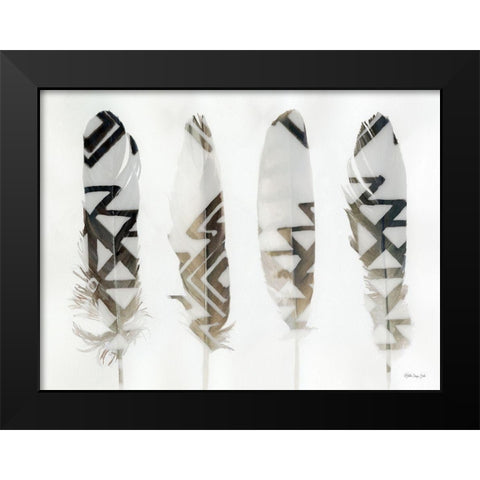Feathers 1 Black Modern Wood Framed Art Print by Stellar Design Studio
