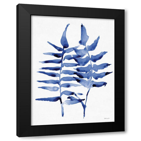 Navy Foliage 1 Black Modern Wood Framed Art Print by Stellar Design Studio
