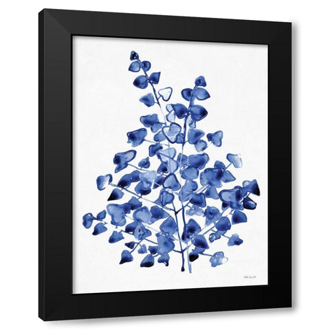 Navy Foliage 2 Black Modern Wood Framed Art Print with Double Matting by Stellar Design Studio