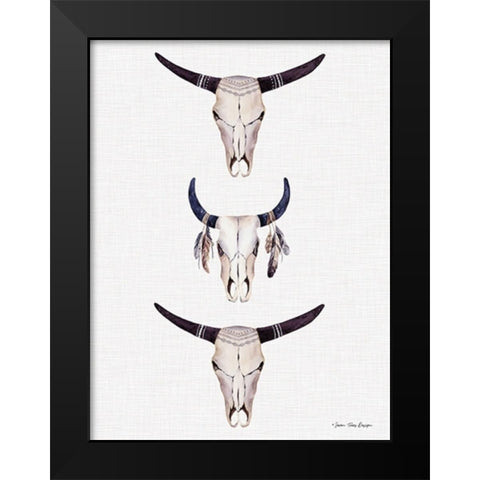 Boho Steer Head III Black Modern Wood Framed Art Print by Seven Trees Design
