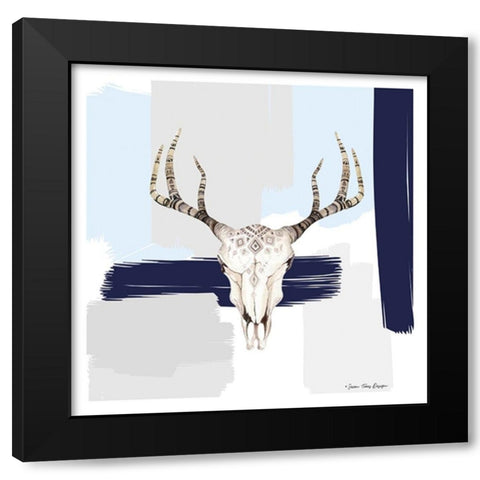 Colored Steer Head I Black Modern Wood Framed Art Print by Seven Trees Design
