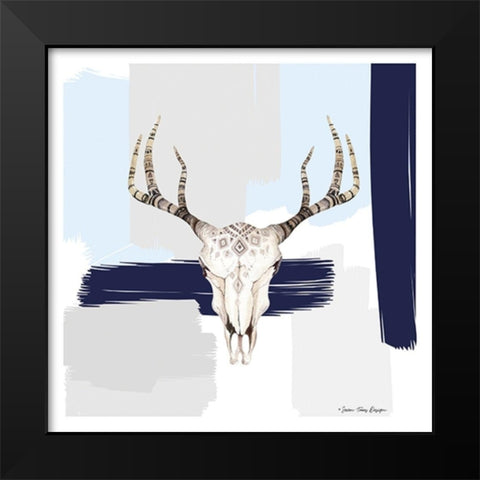 Colored Steer Head I Black Modern Wood Framed Art Print by Seven Trees Design