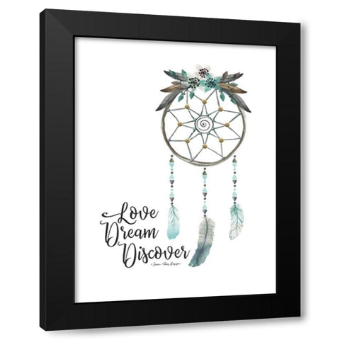 Watercolor Dreamcatcher Black Modern Wood Framed Art Print with Double Matting by Seven Trees Design