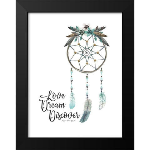 Watercolor Dreamcatcher Black Modern Wood Framed Art Print by Seven Trees Design