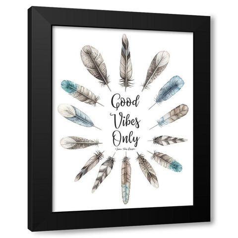 Good Vibes Only Black Modern Wood Framed Art Print by Seven Trees Design