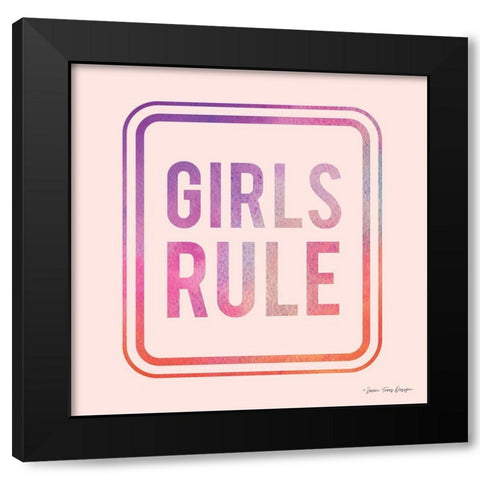 Girls Rule Black Modern Wood Framed Art Print by Seven Trees Design
