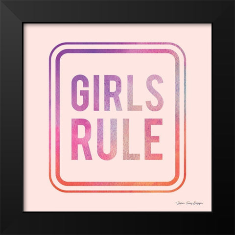 Girls Rule Black Modern Wood Framed Art Print by Seven Trees Design