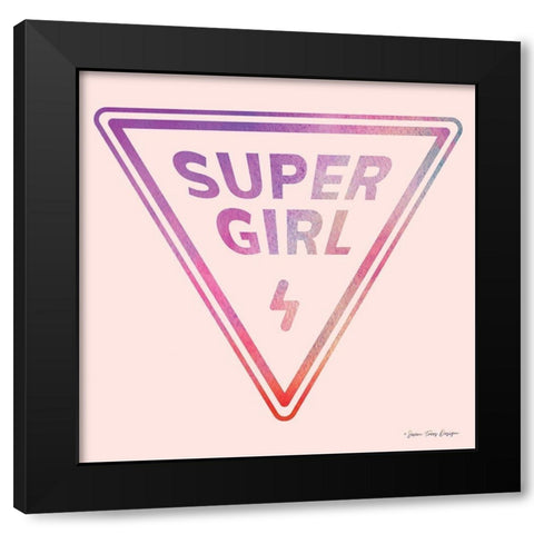 Super Girl Black Modern Wood Framed Art Print with Double Matting by Seven Trees Design