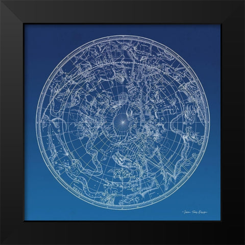 Constellations Map I Black Modern Wood Framed Art Print by Seven Trees Design