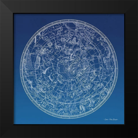 Constellations Map II Black Modern Wood Framed Art Print by Seven Trees Design