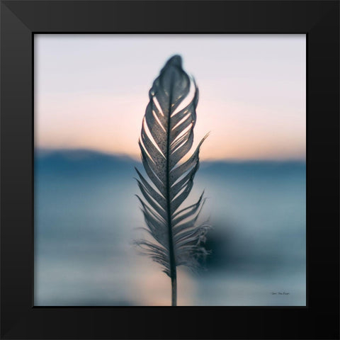 Feather Sunset Black Modern Wood Framed Art Print by Stellar Design Studio