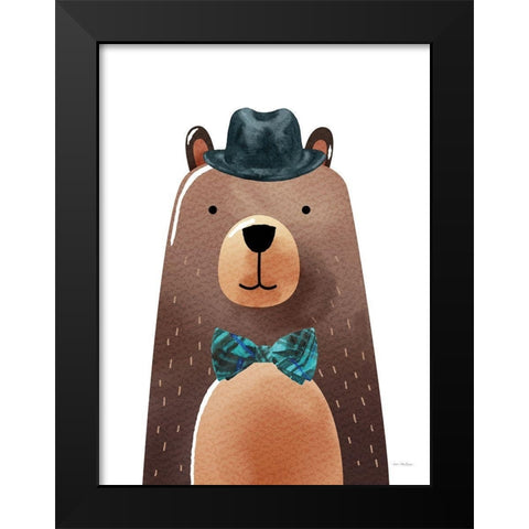 Mr. Bear Black Modern Wood Framed Art Print by Stellar Design Studio