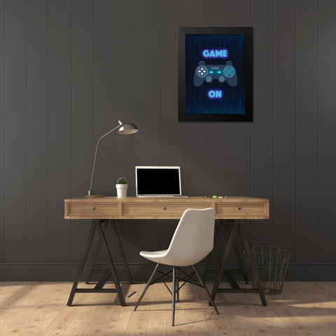 Game On Black Modern Wood Framed Art Print by Seven Trees Design