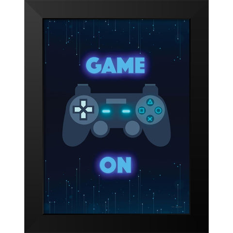Game On Black Modern Wood Framed Art Print by Seven Trees Design