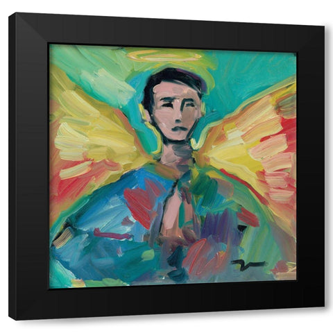 The Little Angel Black Modern Wood Framed Art Print by Trujillo, Jose