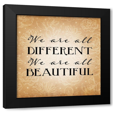 We Are All Different Black Modern Wood Framed Art Print with Double Matting by Yass Naffas Designs