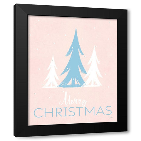 Merry Christmas Black Modern Wood Framed Art Print with Double Matting by Yass Naffas Designs