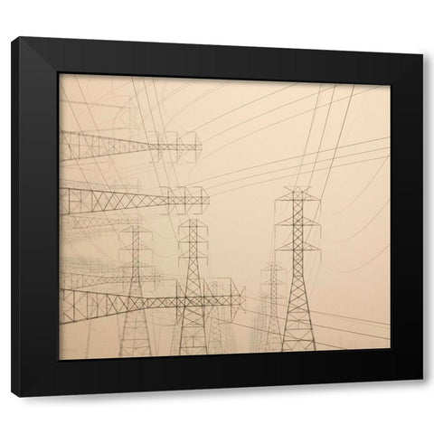 Power lines and towers abstract Black Modern Wood Framed Art Print with Double Matting by Jaynes Gallery