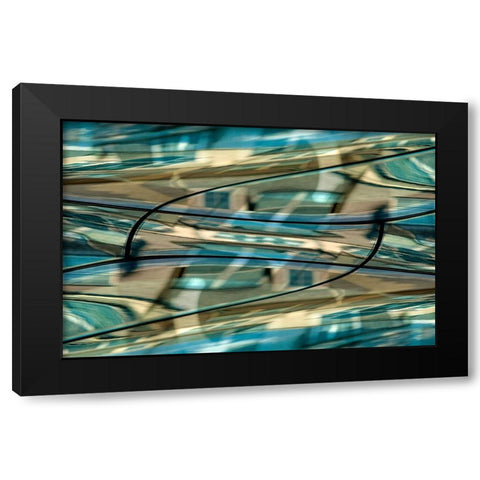 Turquoise-black and bronze metallic abstract Black Modern Wood Framed Art Print by Jaynes Gallery