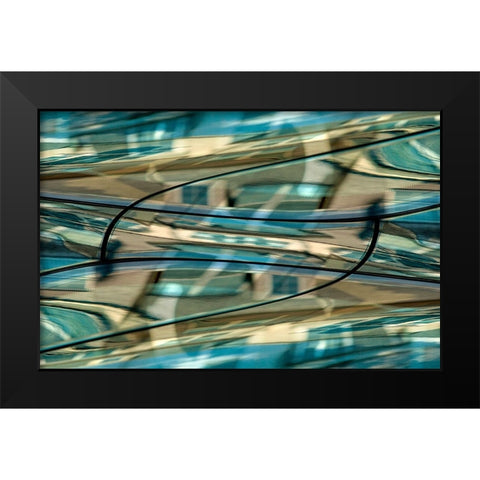 Turquoise-black and bronze metallic abstract Black Modern Wood Framed Art Print by Jaynes Gallery